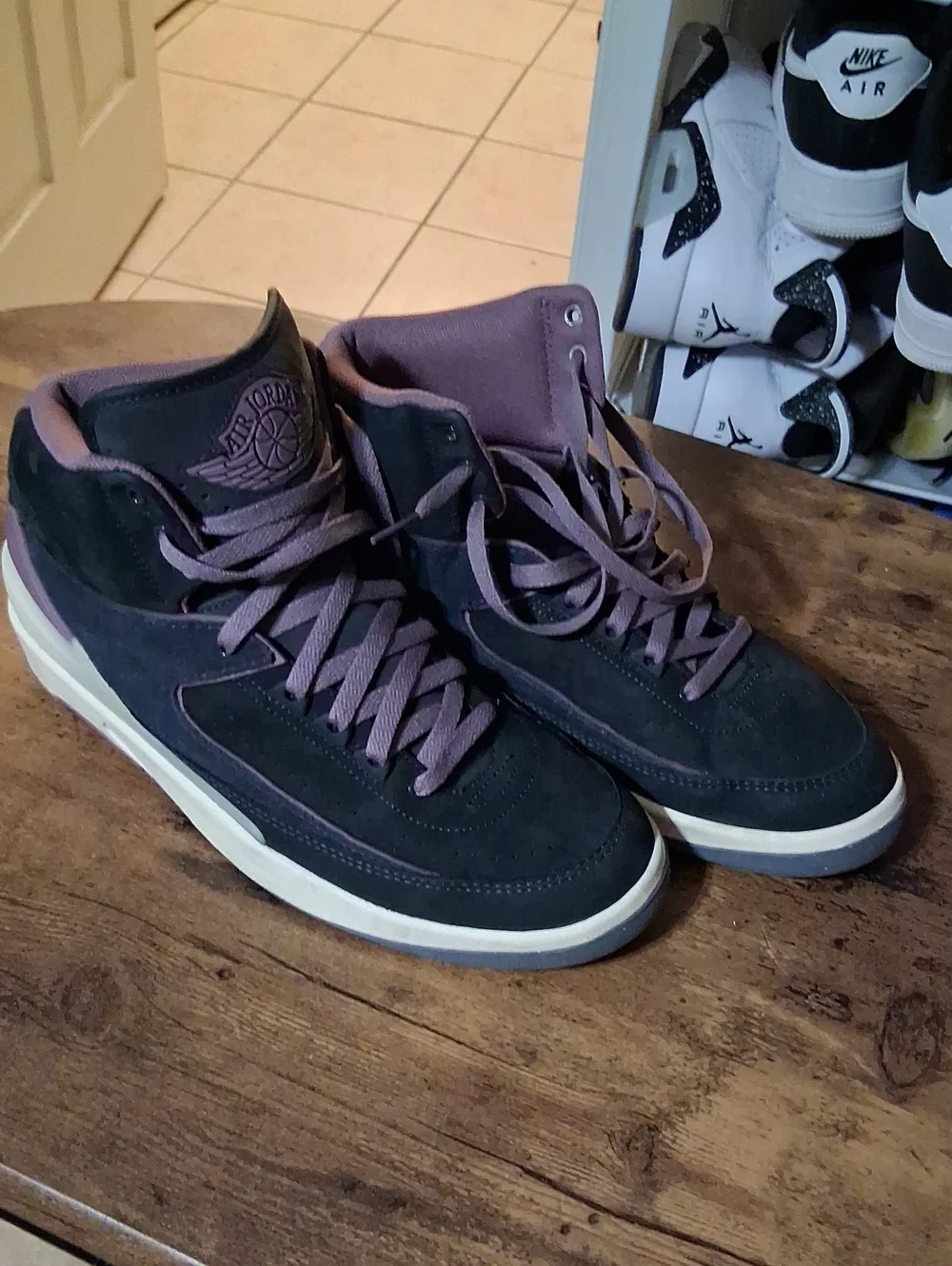Jordan Men’s High-Top Sneakers in Black and Purple Accents